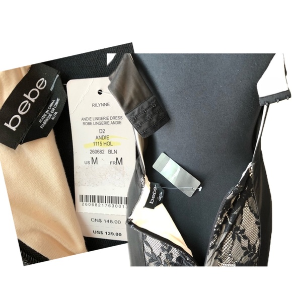 NWT bebe Black Andie Lingerie Cocktail Dress - Picture 6 of 8
